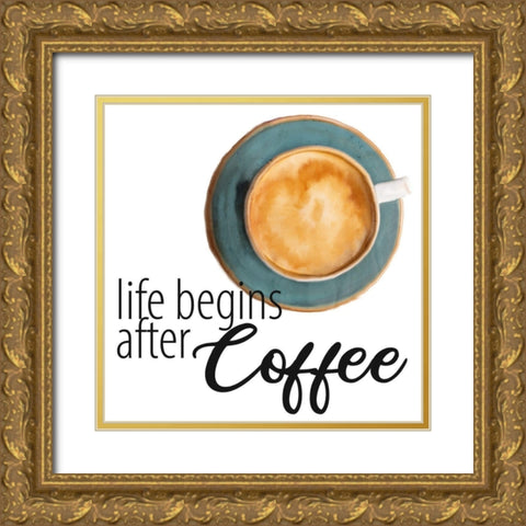 Coffee First 2 Gold Ornate Wood Framed Art Print with Double Matting by Allen, Kimberly