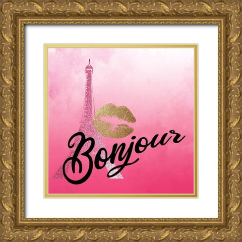 In Paris Hearts 3 Gold Ornate Wood Framed Art Print with Double Matting by Allen, Kimberly