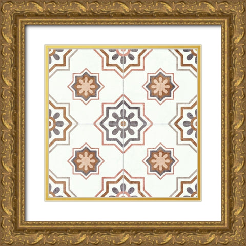 Washed Tiles 3 Gold Ornate Wood Framed Art Print with Double Matting by Allen, Kimberly