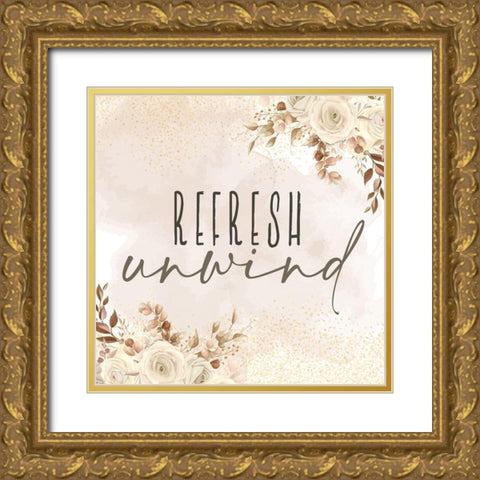 Wash Soak Relax 3 Fall Gold Ornate Wood Framed Art Print with Double Matting by Allen, Kimberly