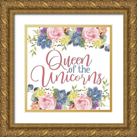 Unicorn Queen 2 Gold Ornate Wood Framed Art Print with Double Matting by Allen, Kimberly
