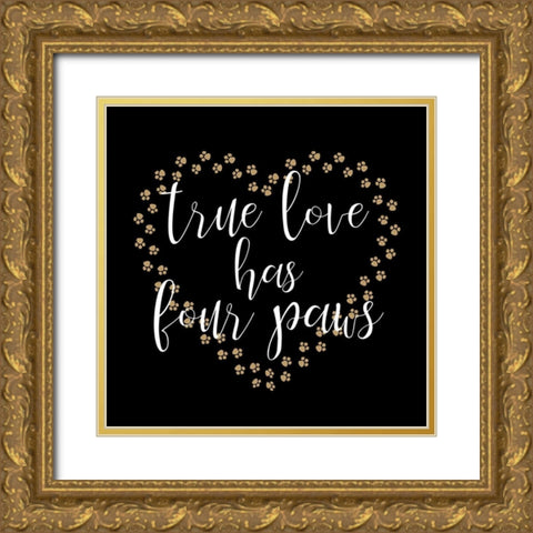 True Love Paws Gold Ornate Wood Framed Art Print with Double Matting by Allen, Kimberly