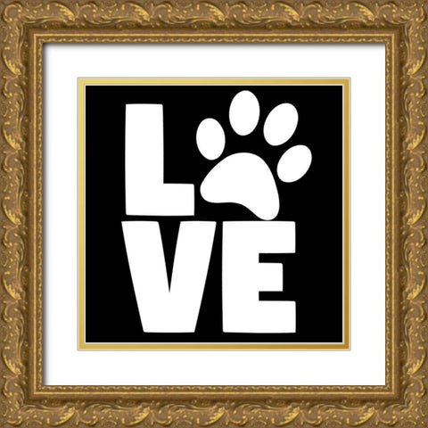 Love Paw Gold Ornate Wood Framed Art Print with Double Matting by Allen, Kimberly