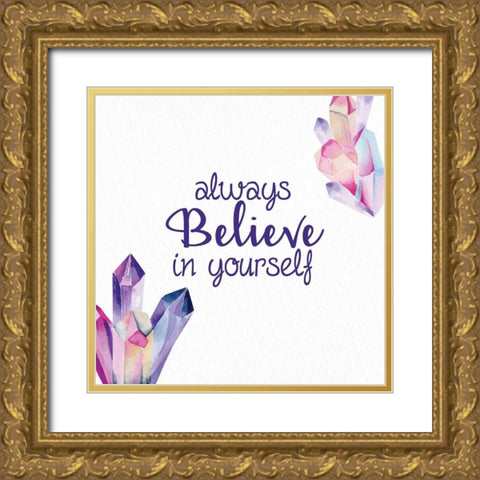 Unicorn Gems 3 Gold Ornate Wood Framed Art Print with Double Matting by Allen, Kimberly