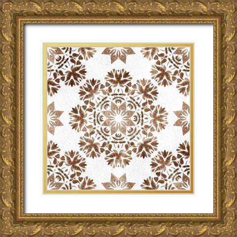 Warm Tile 3 Gold Ornate Wood Framed Art Print with Double Matting by Allen, Kimberly