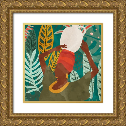 Palm Walk 1 Gold Ornate Wood Framed Art Print with Double Matting by Allen, Kimberly