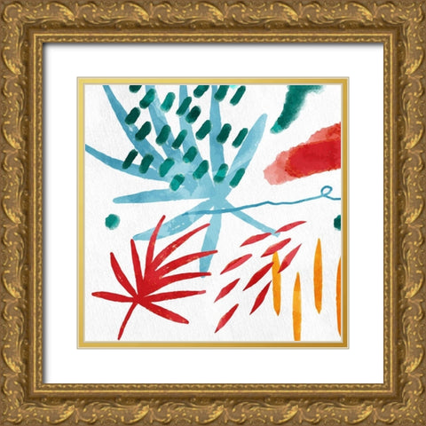 Abstract Leaves 1 Gold Ornate Wood Framed Art Print with Double Matting by Allen, Kimberly