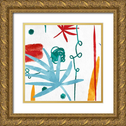 Abstract Leaves 2 Gold Ornate Wood Framed Art Print with Double Matting by Allen, Kimberly