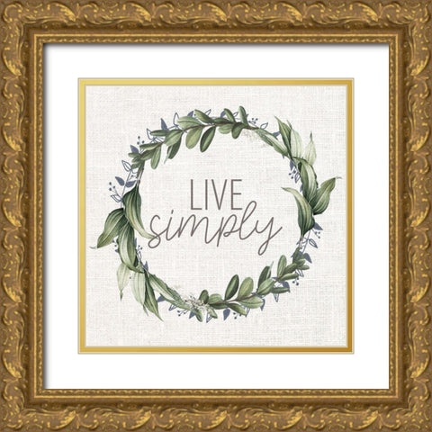Live Simply Bloom 1 Gold Ornate Wood Framed Art Print with Double Matting by Allen, Kimberly