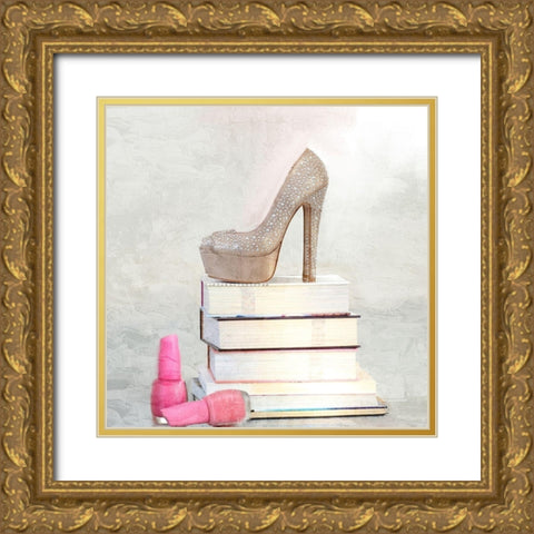 Gold Shoes Gold Ornate Wood Framed Art Print with Double Matting by Allen, Kimberly