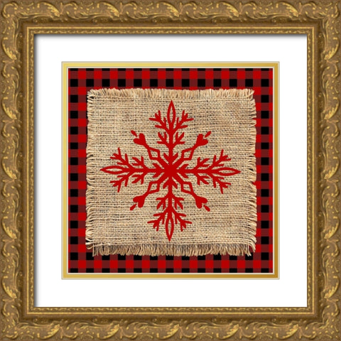 Snowflake Winter 1 V2 Gold Ornate Wood Framed Art Print with Double Matting by Allen, Kimberly