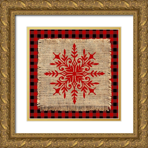 Snowflake Winter 3 V2 Gold Ornate Wood Framed Art Print with Double Matting by Allen, Kimberly