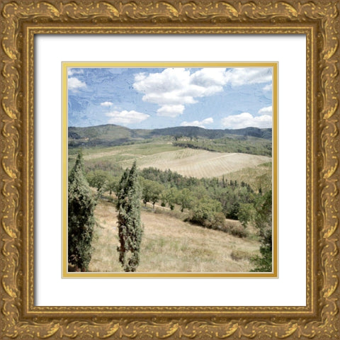 Tuscan Field Gold Ornate Wood Framed Art Print with Double Matting by Allen, Kimberly
