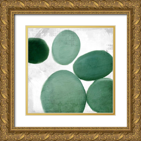 Geo Greens 1 Gold Ornate Wood Framed Art Print with Double Matting by Allen, Kimberly