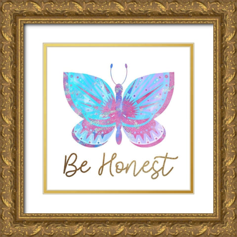 Be Butterflies 5 Gold Ornate Wood Framed Art Print with Double Matting by Allen, Kimberly