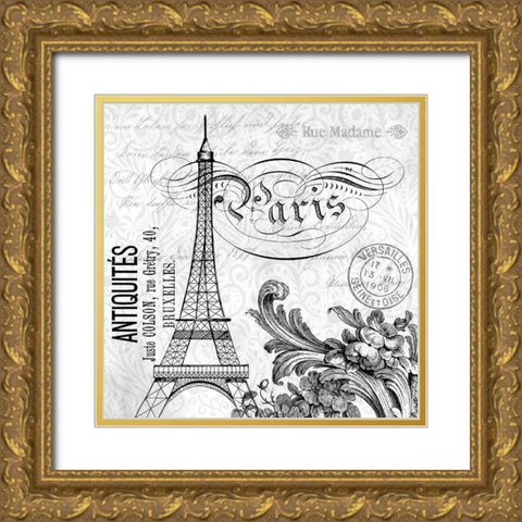 Paris Vintage 1 Gold Ornate Wood Framed Art Print with Double Matting by Allen, Kimberly