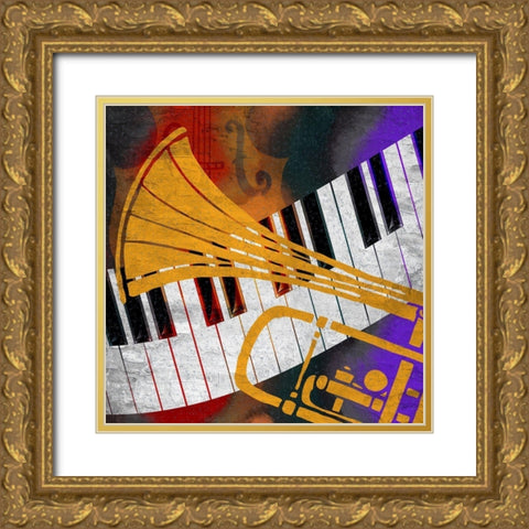 Jazz Flow 1 Gold Ornate Wood Framed Art Print with Double Matting by Allen, Kimberly