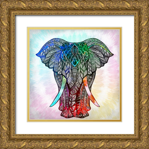 Elephant Mandala Gold Ornate Wood Framed Art Print with Double Matting by Allen, Kimberly