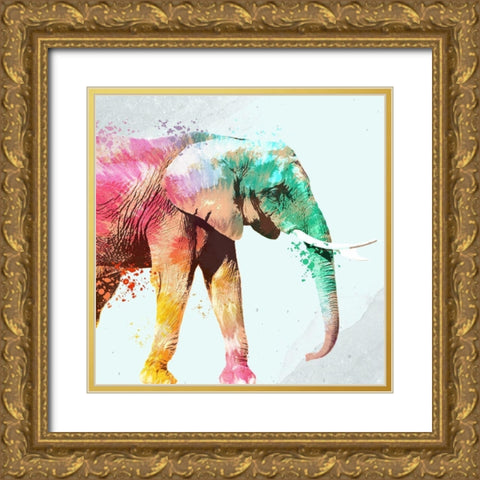 Tie Die Elephant 1 Gold Ornate Wood Framed Art Print with Double Matting by Allen, Kimberly