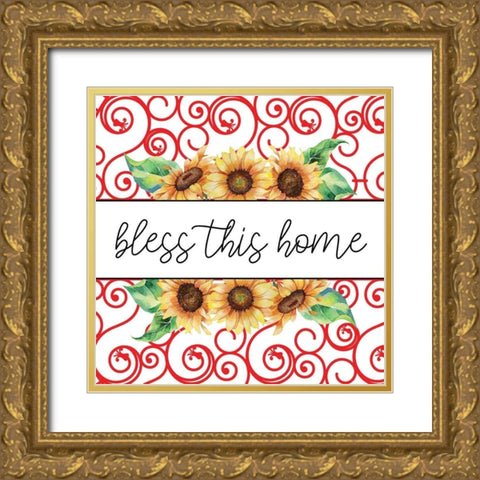 Sunflower Plaid 1 Gold Ornate Wood Framed Art Print with Double Matting by Allen, Kimberly