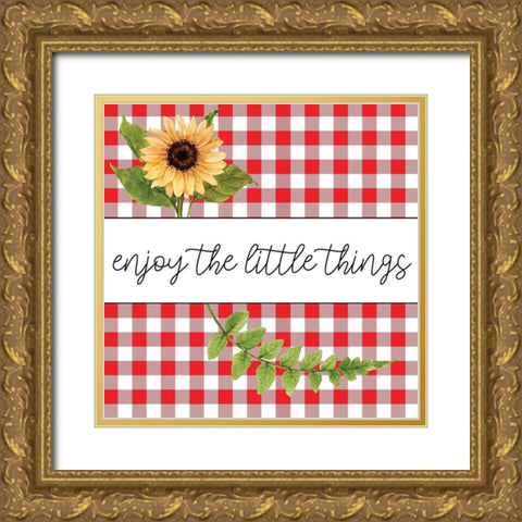 Sunflower Plaid 2 Gold Ornate Wood Framed Art Print with Double Matting by Allen, Kimberly