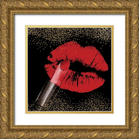 Boss Lips 1 Gold Ornate Wood Framed Art Print with Double Matting by Allen, Kimberly