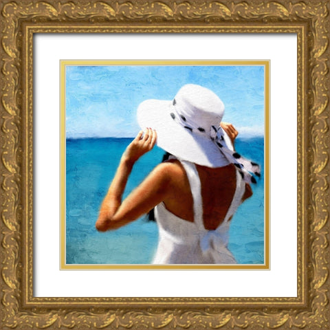 Beach Hat Gold Ornate Wood Framed Art Print with Double Matting by Allen, Kimberly