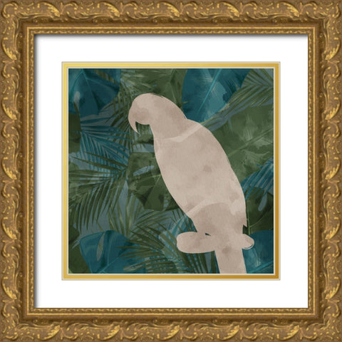 Parrot Silhouette 2 Gold Ornate Wood Framed Art Print with Double Matting by Allen, Kimberly