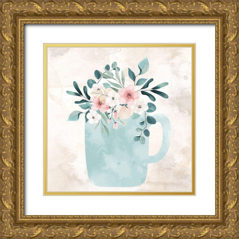 Coffee Floral 3 Gold Ornate Wood Framed Art Print with Double Matting by Allen, Kimberly
