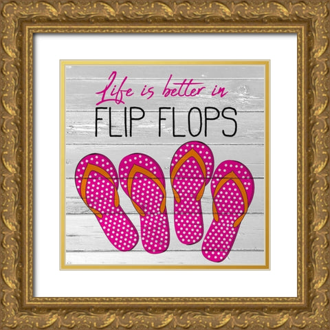 Flip Flops Gold Ornate Wood Framed Art Print with Double Matting by Allen, Kimberly