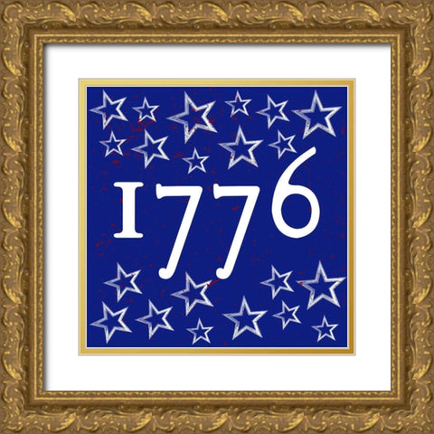 Happy 4th 1 Gold Ornate Wood Framed Art Print with Double Matting by Allen, Kimberly