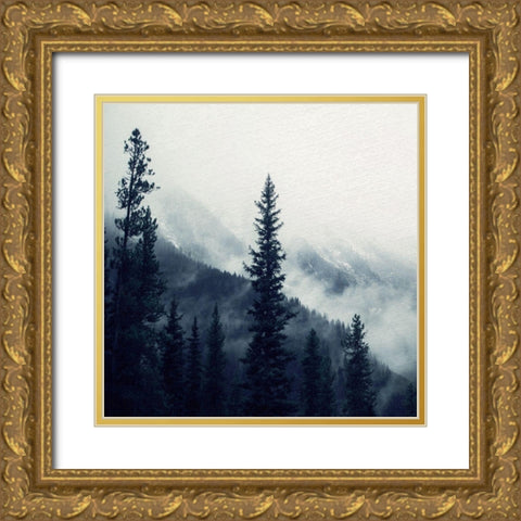 Navy Forest 1 Gold Ornate Wood Framed Art Print with Double Matting by Allen, Kimberly