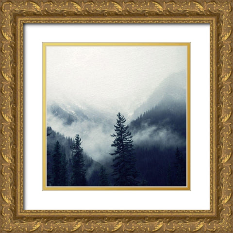 Navy Forest 2 Gold Ornate Wood Framed Art Print with Double Matting by Allen, Kimberly