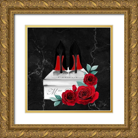 Red Rose Heels 1 Gold Ornate Wood Framed Art Print with Double Matting by Allen, Kimberly