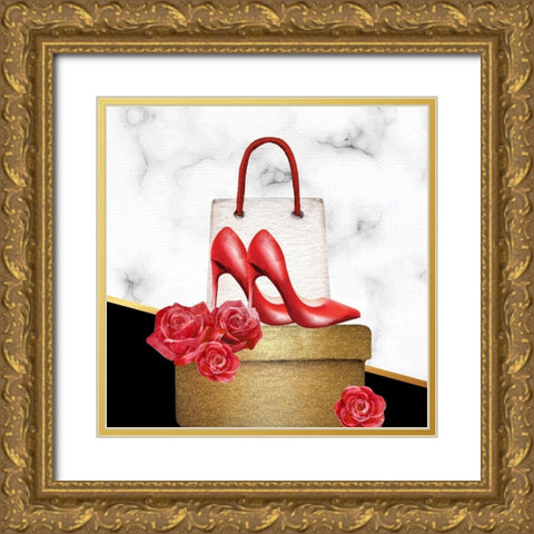 Shopping 1 Gold Ornate Wood Framed Art Print with Double Matting by Allen, Kimberly