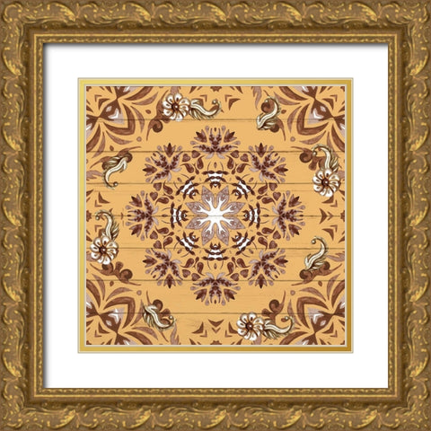 Browns Tiles 1 Gold Ornate Wood Framed Art Print with Double Matting by Allen, Kimberly