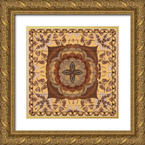 Brown Tiles 2 Gold Ornate Wood Framed Art Print with Double Matting by Allen, Kimberly