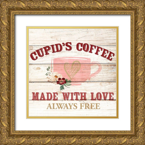Cupids Coffee Gold Ornate Wood Framed Art Print with Double Matting by Allen, Kimberly