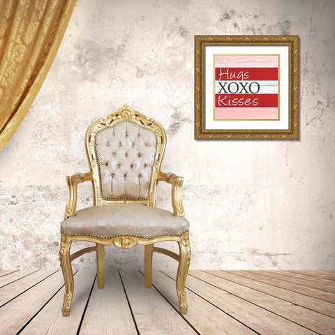 Hugs Kisses Gold Ornate Wood Framed Art Print with Double Matting by Allen, Kimberly