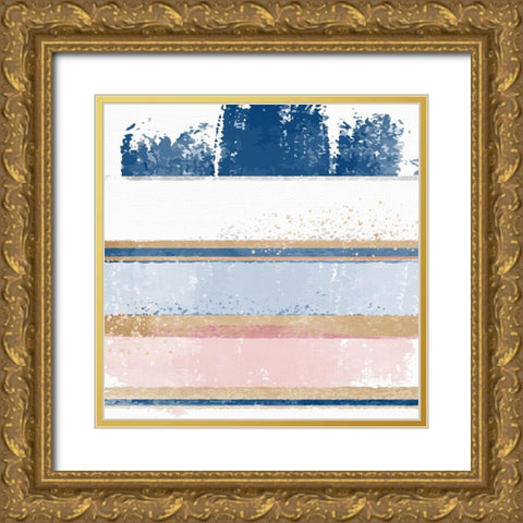 Abstract Stripes 2 Gold Ornate Wood Framed Art Print with Double Matting by Allen, Kimberly