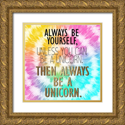 Tie Dye Unicorn 2 Gold Ornate Wood Framed Art Print with Double Matting by Allen, Kimberly