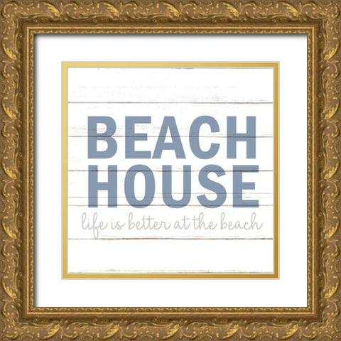 Beach House Gold Ornate Wood Framed Art Print with Double Matting by Allen, Kimberly