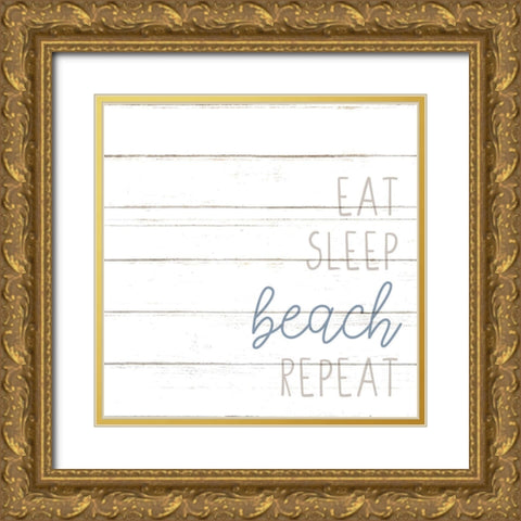 Beach Repeat Gold Ornate Wood Framed Art Print with Double Matting by Allen, Kimberly