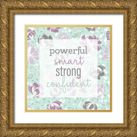 Lilac Florals Pattern Words Gold Ornate Wood Framed Art Print with Double Matting by Allen, Kimberly