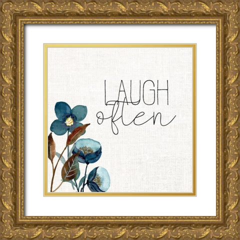 Laugh Often Gold Ornate Wood Framed Art Print with Double Matting by Allen, Kimberly