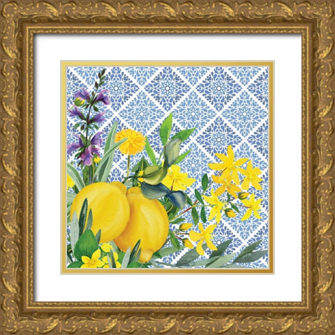 Lemon Tile 1 Gold Ornate Wood Framed Art Print with Double Matting by Allen, Kimberly