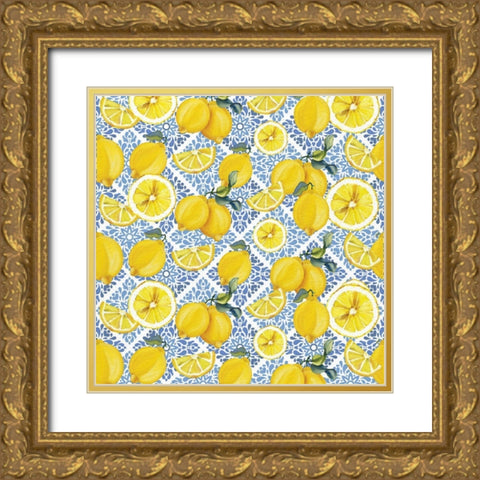 Lemon Tile 9 Gold Ornate Wood Framed Art Print with Double Matting by Allen, Kimberly