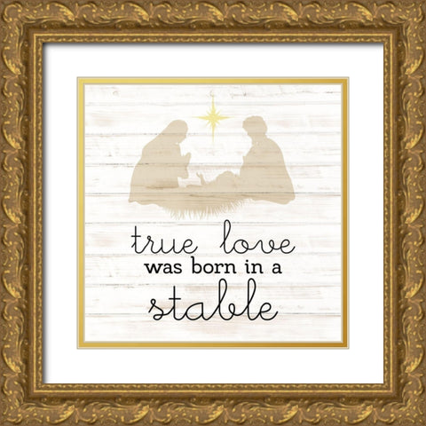 Born in a Stable Gold Ornate Wood Framed Art Print with Double Matting by Allen, Kimberly