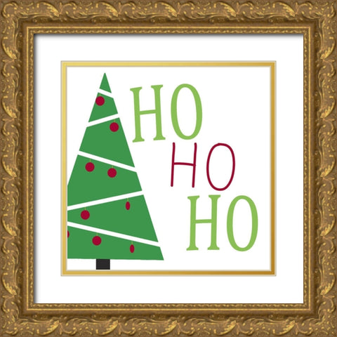 Ho Ho Ho Trees v2 Gold Ornate Wood Framed Art Print with Double Matting by Allen, Kimberly
