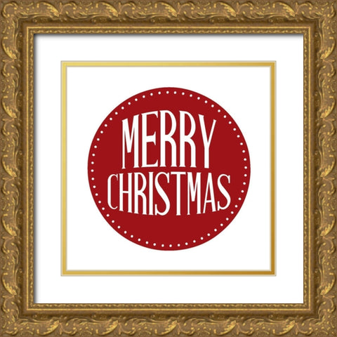 Merry Christmas Circle Gold Ornate Wood Framed Art Print with Double Matting by Allen, Kimberly